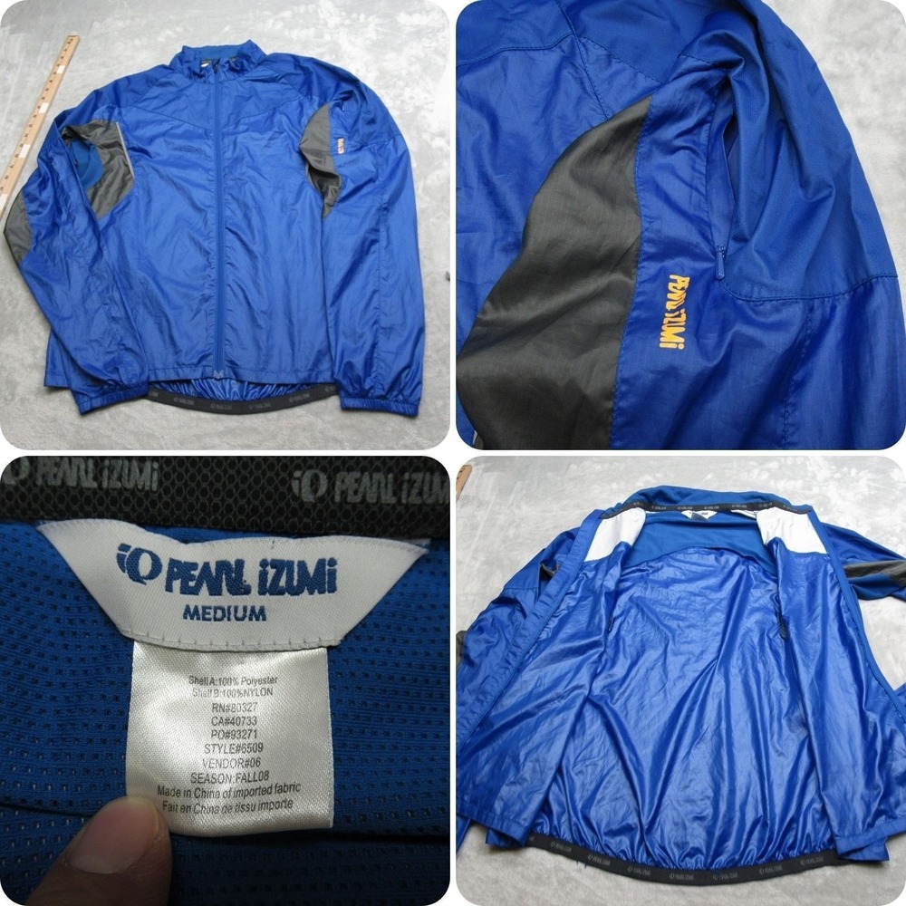Pearl Izumi Jacket Men Medium Blue Cycling Windbreaker Ripstop Light Packable